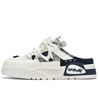 Slip-on thick-soled closed-toe canvas half-slippers 