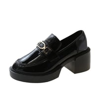 High heel retro British style leather shoes 