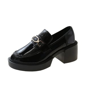 High heel retro British style leather shoes 