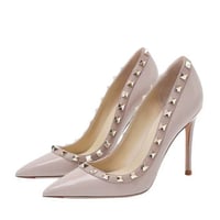 Pointed toe shallow mouth rivet stiletto versatile high heel shoes 